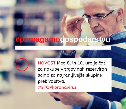 Od jutri nakupi med 8.00 in 10.00 rezervirani za upokojence, invalide in nosečnice!