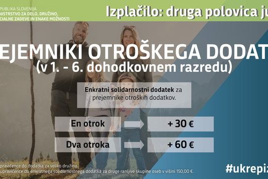 V drugi polovici junija izplačan solidarnostni dodatek k otroškemu dodatku
