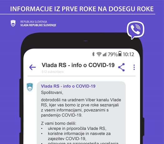 Za prejemanje kratkih sporočil s ključnimi informacijami o COVID19 se lahko pridružite Viber skupnosti Vlade RS!
