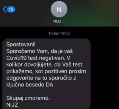 Pozor: Pojavljajo se lažna sporočila o rezultatu opravljenih covid testov z uporabo znaka NIJZ