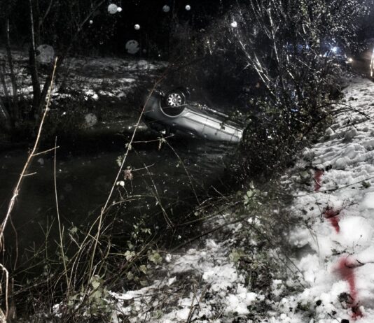 Pijana v ledeno mrzel potok, v avtu trije otroci