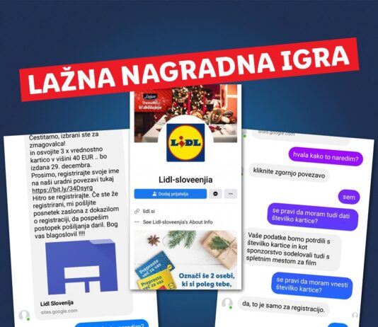 Lidl Slovenija opozarja: Lažna nagradna igra!