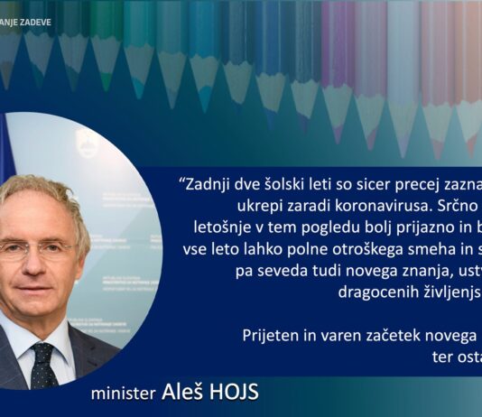 Poslanica ministra za notranje zadeve Aleša Hojsa ob prvem šolskem dnevu