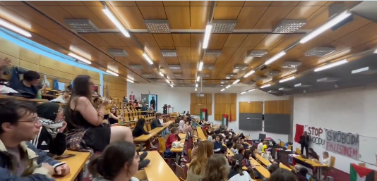 Slovenski študentje po vzoru Hamasa s pravim huliganstvom v podporo priznanja Palestine