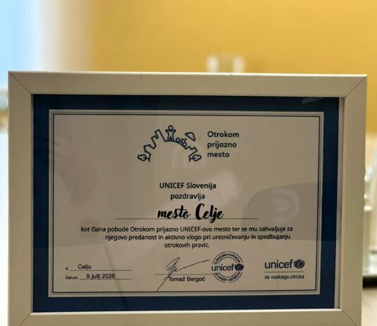 Celje je Otrokom prijazno UNICEF-ovo mesto